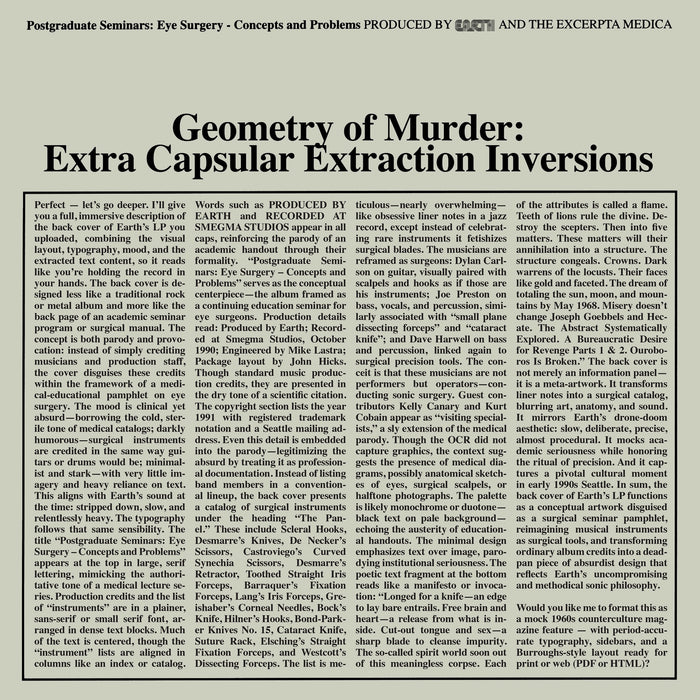 Earth x Black Noi$e - Geometry of Murder: The Extra Capsular Extraction Inversions vinyl - Record Culture