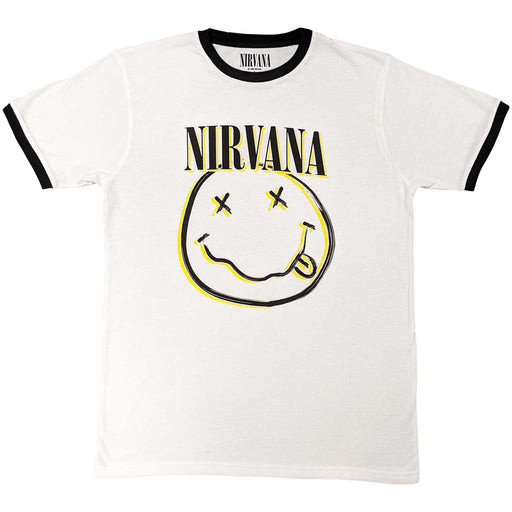 Nirvana - Double Happy Face Ringer T-Shirt - Record Culture