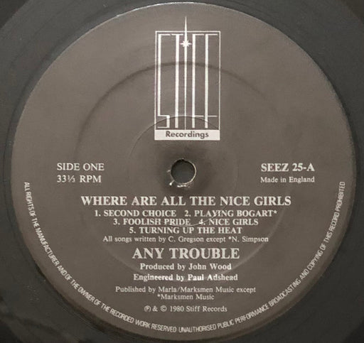 Any Trouble - Where Are All The Nice Girls? - LP [PRE-OWNED] 3 For £10 - Used vinyl